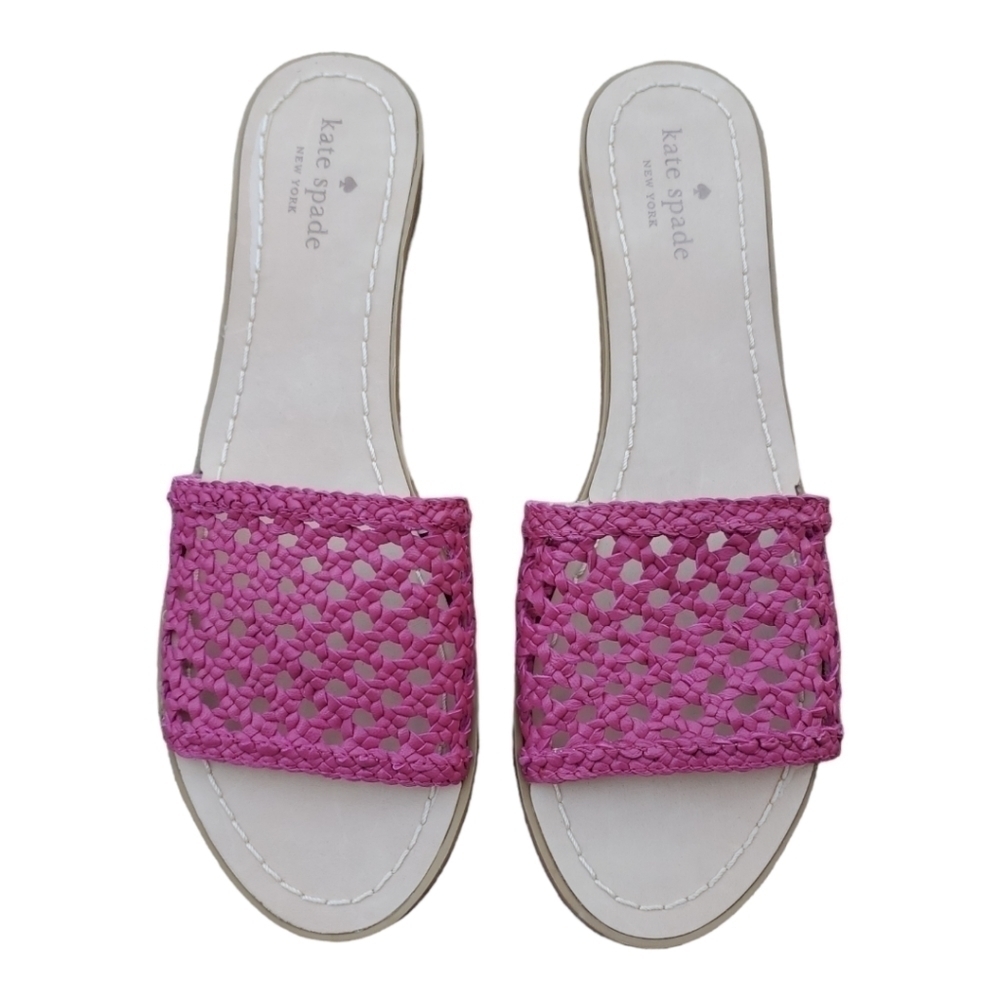 KATE Spade Berlin Fuschia Woven Leather Sandals Size 10M - Picture 4 of 5